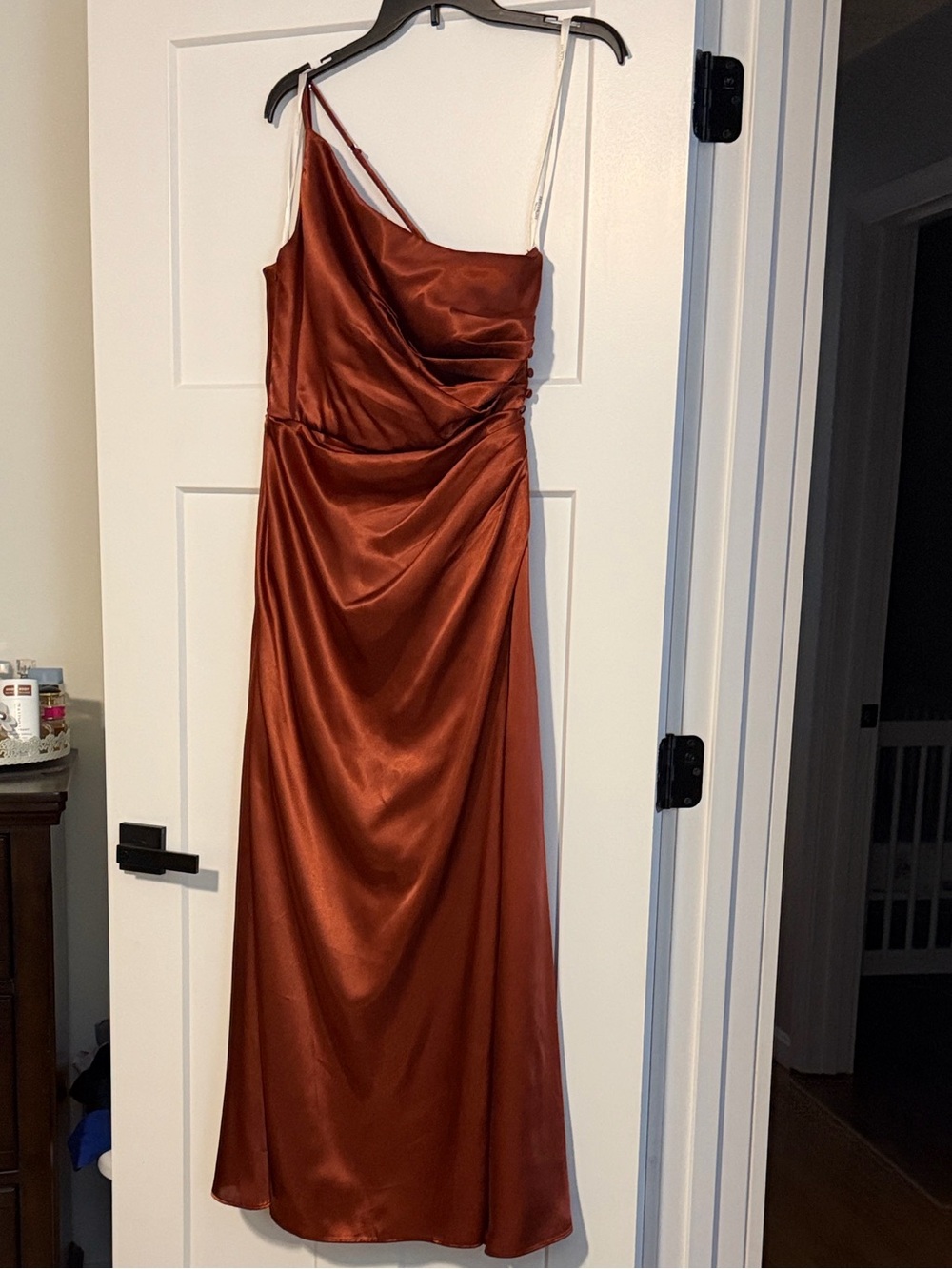 Signature Satin Slip Dress in Deep Copper